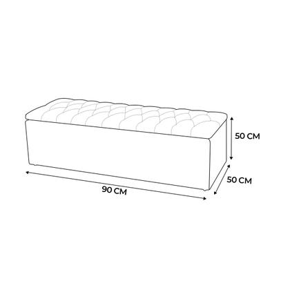 Imagem de Kit Cabeceira Estofada Solteiro  com Recamier Bau 90 cm para Cama Box Bege Livia Mafer