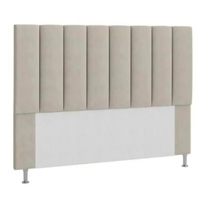 Imagem de Kit Cabeceira mais Calçadeira com Baú EROS Queen 160cm Para Cama Box Suede Bege Biselo's-Decor