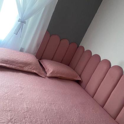Imagem de Kit Cabeceira Modular Nuvem Estofada Sued Cama Box Casal Queen king Solteiro