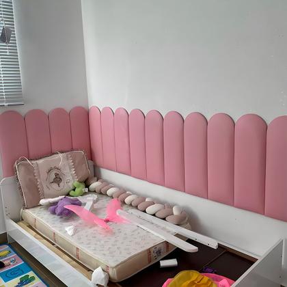 Imagem de Kit Cabeceira Modular Nuvem Estofada Sued Cama Box Casal Queen king Solteiro