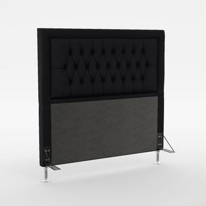 Imagem de Kit Cabeceira Pegasus 140 Para Cama Box de Casal e Calçadeira Sagitarius N-024 Veludo Preto Aradecor