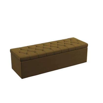 Imagem de Kit Cabeceira Pollux 140 Para Cama Box de Casal e Calçadeira Sagitarius N-028 Veludo Marrom Claro Aradecor