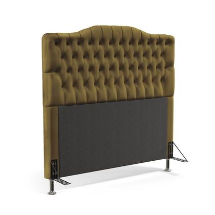 Imagem de Kit Cabeceira Pollux 140 Para Cama Box de Casal e Calçadeira Sagitarius N-028 Veludo Marrom Claro Aradecor