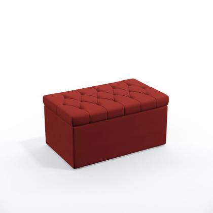 Imagem de Kit Cabeceira Pollux 90 Modulada Estofada e Calçadeira Sagitarius A-020 Couro Artificial Vermelho Aradecor