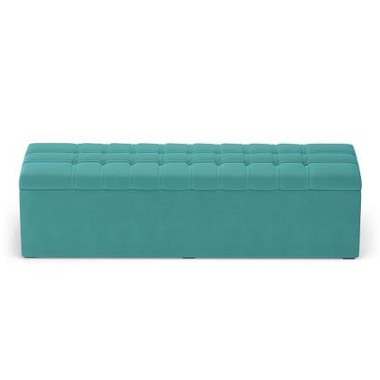 Imagem de Kit Cabeceira Rana 160 Modulada Estofada e Calçadeira Alpha Z-016 Sued Azul Turquesa Aradecor