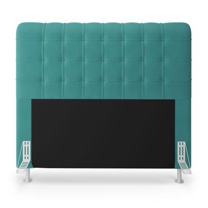 Imagem de Kit Cabeceira Rana 160 Modulada Estofada e Calçadeira Alpha Z-016 Sued Azul Turquesa Aradecor