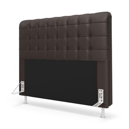 Imagem de Kit Cabeceira Rana 160 Queen Decorativa e Calçadeira Alpha A-011 Couro Artificial Marrom Aradecor