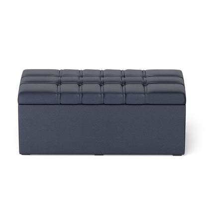 Imagem de Kit Cabeceira Rana 90 Modulada Estofada e Calçadeira Alpha A-019 Couro Artificial Azul Aradecor