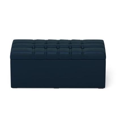 Imagem de Kit Cabeceira Rana 90 Modulada Estofada e Calçadeira Alpha N-025 Veludo Azul Marinho Aradecor