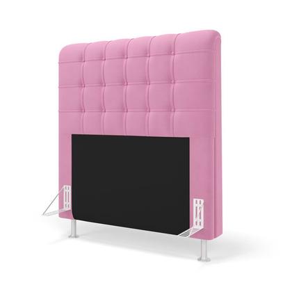 Imagem de Kit Cabeceira Rana 90 Modulada Estofada e Calçadeira Alpha Z-009 Sued Rosê Aradecor
