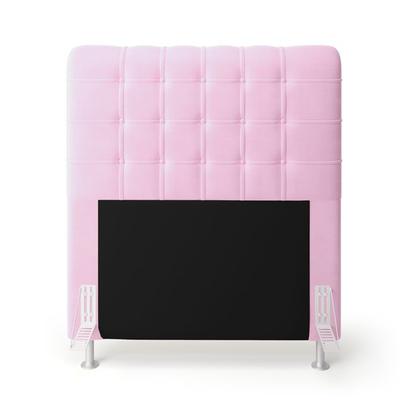 Imagem de Kit Cabeceira Rana 90 para Cama Box de Solteiro e Calçadeira Alpha Z-021 Sued Rosa Bebê Aradecor