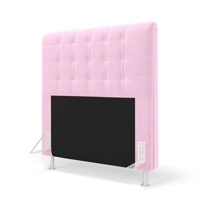 Imagem de Kit Cabeceira Rana 90 para Cama Box de Solteiro e Calçadeira Alpha Z-021 Sued Rosa Bebê Aradecor