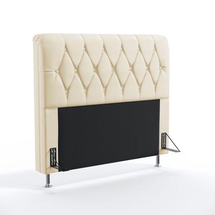 Imagem de Kit Cabeceira Sirius 140 Modulada Estofada e Calçadeira Sagitarius N-030 Veludo Bege Aradecor