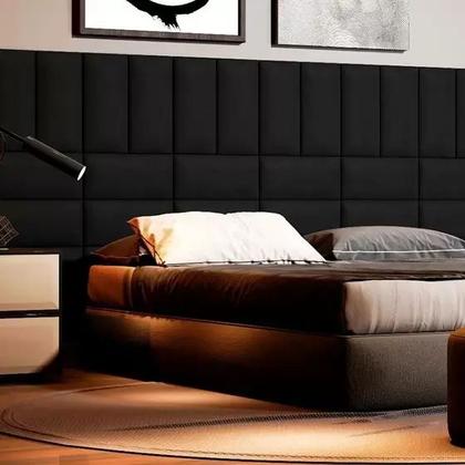 Imagem de Kit Cabeceiras Adesivas de Cama Box Grande Casal Queen King Cerquinha Estofada Modulada Macia Várias Cores 60x20