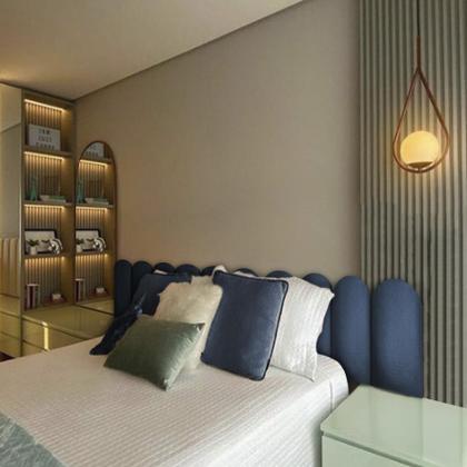 Imagem de Kit Cabeceiras Adesivas de Cama Nuvem Box Casal King Estofada Cerquinha Várias Cores 45x20cm