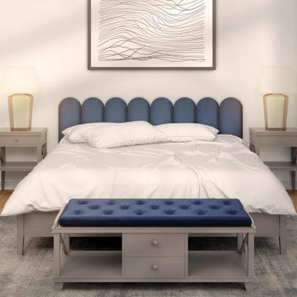 Imagem de Kit Cabeceiras Adesivas de Cama Nuvem Box Casal King Estofada Cerquinha Várias Cores 45x20cm