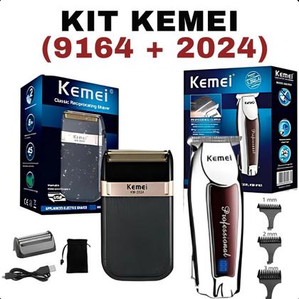 Imagem de KIT Cabeleireiro KEMEI 2024 + 9164 design moderno e funcional