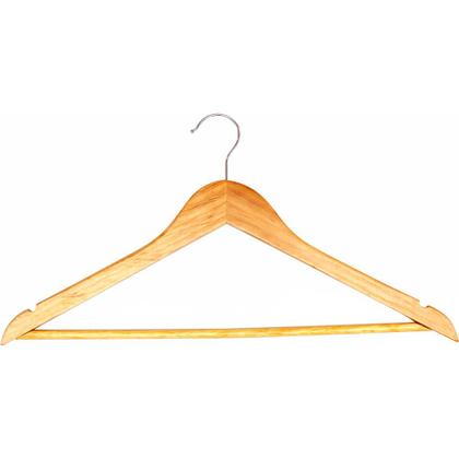 Imagem de Kit Cabide De Madeira Vizapi Adulto Wood com 3 44x22 cm Com Barra Para Calca Natural