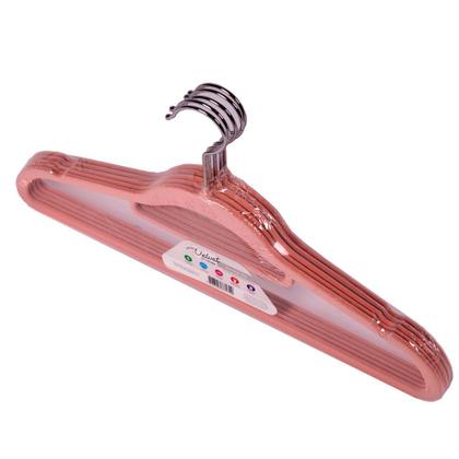 Imagem de Kit Cabide Veludo Vizapi Adulto Velvet C/ 5 42X23Cm Com Barra Para Calça Rosa Pale