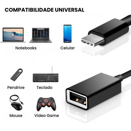 Imagem de Kit Cabo Adaptador USB Tipo C 3.0 2.0 Otg Para Pendrive Celular Tablet - Escolha Seu Kit