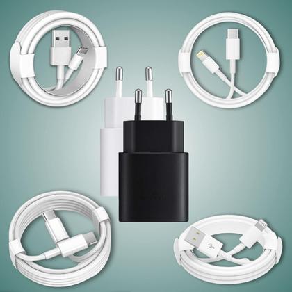 Imagem de Kit Cabo Carregador Turbo 1 Metro Usb Fonte Usb-C - Escolha Seu Kit