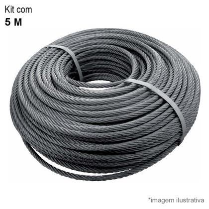 Imagem de Kit Cabo de Aço Polido (E) 3/8 AF 6 x 41, 5 Metros - VONDER