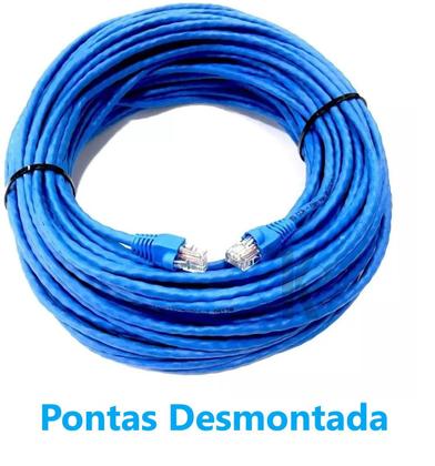 Imagem de Kit Cabo de Rede rolo c/20 metros / CFTV + 2 conectores rj45 + 2 capinha protetora -- Internet Lan Utp --- Azul
