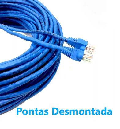 Imagem de Kit Cabo de Rede rolo c/20 metros / CFTV + 2 conectores rj45 + 2 capinha protetora -- Internet Lan Utp --- Azul