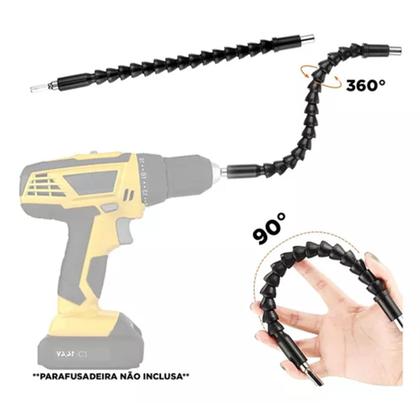 Imagem de Kit Cabo Extensor Flexivel 25cm + 20 Pcs Para Parafusadeira