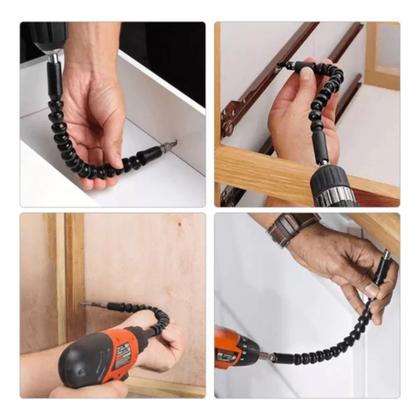 Imagem de Kit Cabo Extensor Flexivel 25cm + 20 Pcs Para Parafusadeira