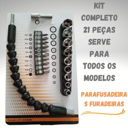 Imagem de Kit Cabo Extensor Flexível Adaptador Parafusadeira