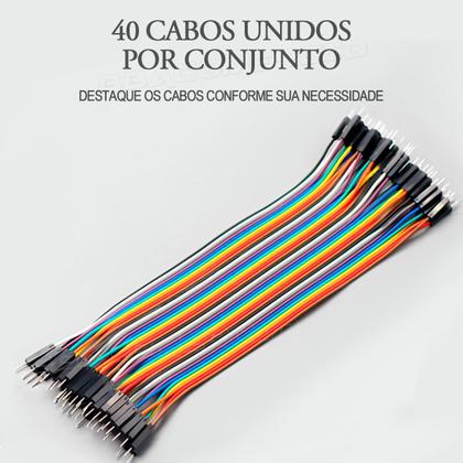 Imagem de Kit Cabo Jumper Mxm + Mxf + Fxf 120 Unidades 20cm Arduino