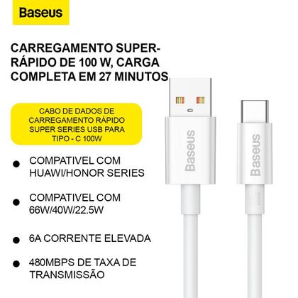 Imagem de KIT Cabo Turbo Usb P/ Usbc Baseus Superior Series 100w