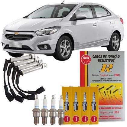 Kit Cabos e Velas Gm Prisma Onix 1.0 8v Flex 2013 a 2019 NGK Imagem de Kit Cabos e Velas Gm Prisma Onix 1.0 8v Flex 2013 a 2019 NGK
