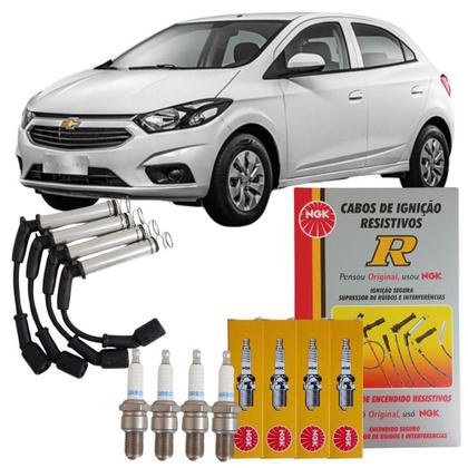 Kit Cabos e Velas Gm Prisma Onix 1.0 8v Flex 2013 a 2019 NGK Imagem de Kit Cabos e Velas Gm Prisma Onix 1.0 8v Flex 2013 a 2019 NGK
