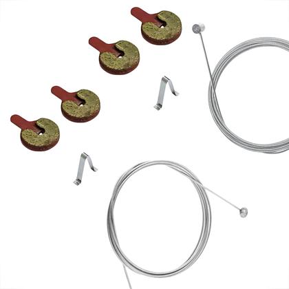 Imagem de Kit Cabos Freio Bike Dianteiro Traseiro 2 Pares Pastilha Mecânica Moeda MTB Speed