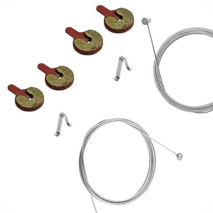 Imagem de Kit Cabos Freio Bike Dianteiro Traseiro 2 Pares Pastilha Mecânica Moeda MTB Speed