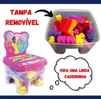 Imagem de Kit Cadeira Blocos Com 48 Peças E 36 Blocos De Montar Peças