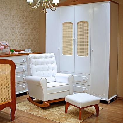 Imagem de Kit Cadeira de Amamentação Balanço Paris com Puff para Quarto Infantil