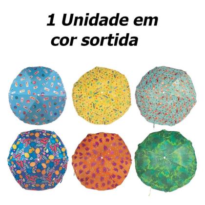 Imagem de Kit Cadeira de Praia Infantil Bel em Aluminio Rosa Barbie + Guarda Sol Colorido 1,30m