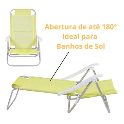 Imagem de Kit Cadeira de Praia Sunny Dobravel + Guarda-sol 1,60m Amarelo  Bel 