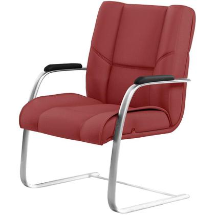 Imagem de Kit Cadeira Presidente Com 02 Cadeiras Fixas New Onix F02 Tecido Sintético Vermelho - Lyam Decor