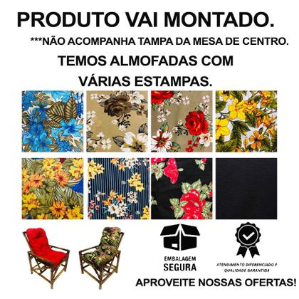 Imagem de Kit Cadeiras De Bambu Soltas 4 Lugares E Mesinha Área Jardim