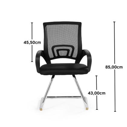 Imagem de Kit Cadeiras de Escritório 1 Secretária Office + 2 Fixa - Preto
