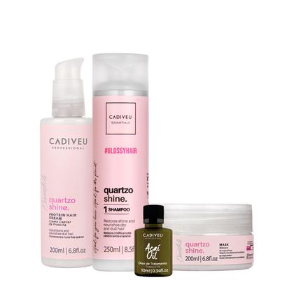 Imagem de Kit Cadiveu Professional Essentials Quartzo Shine Shampoo Máscara Pré-Shampoo e Açaí Oil (4 produtos)