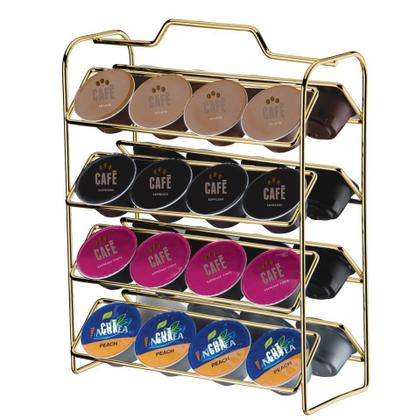 Imagem de Kit Café 2 Peças Suporte 32 Cápsulas Dolce Gusto Porta Copos Mexedores Dourado - Future
