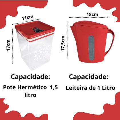 Imagem de Kit Café com 6 Peças, Garrafa térmica, Leiteira, Pote Hermético pra Pó, Suporte para filtro, Açucareiro e Colher medidora
