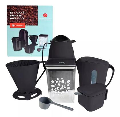 Imagem de Kit Café Super Prático Garrafa Leiteira Suporte Filtro 6 Pçs Unitermi