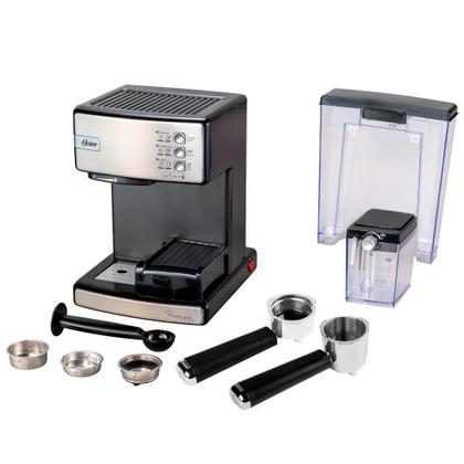 Imagem de Kit Cafeteira Nova PrimaLatte Inox e Moedor de Café Elétrico Inox Oster