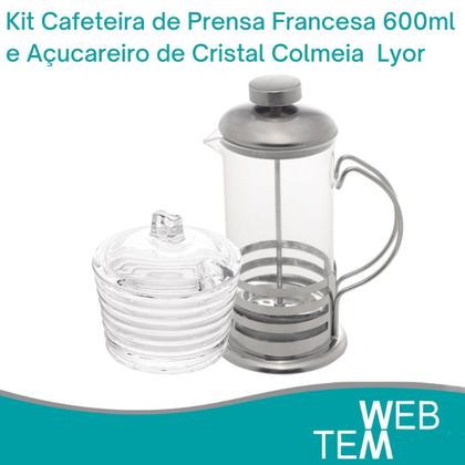 Imagem de Kit Cafeteira Prensa Manual e Açucareiro de Cristal Colmeia